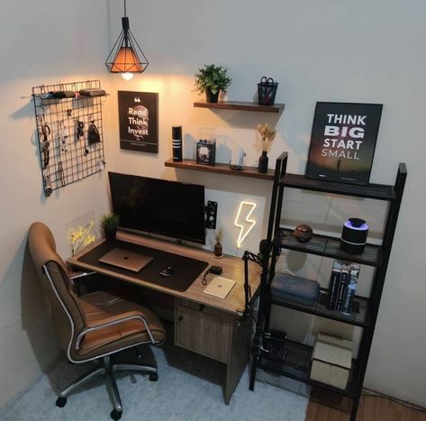 Mens Bedroom Decor, Home Studio Setup, Bedroom Setup, Room Redesign, Small Room Design, Room Design Bedroom, Home Office Setup, Room Makeover Bedroom, Room Setup