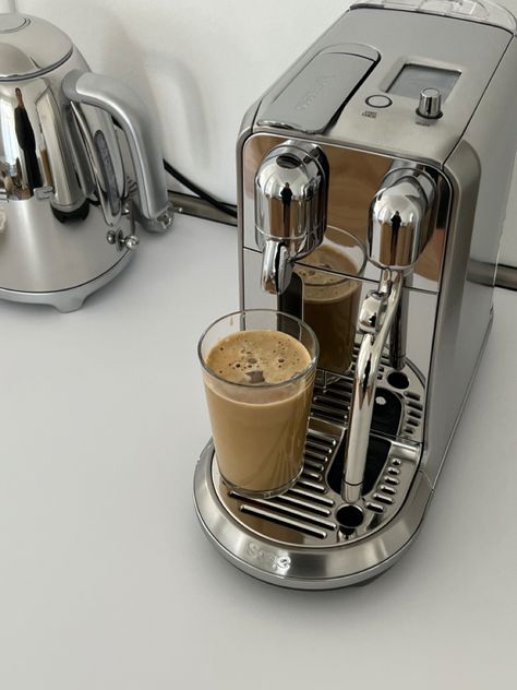 Nespresso Machine Aesthetic, Caffe Machine, Nespresso Creatista Plus, Creatista Plus, Nespresso Creatista, Machine Aesthetic, Coffee Obsession, Coffee Corner, Aesthetic Coffee