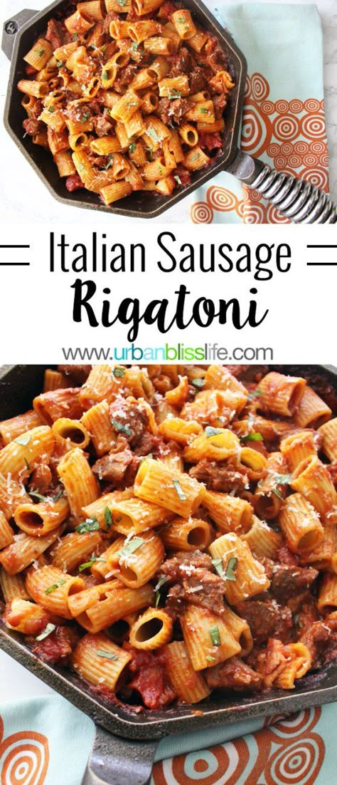 Pasta And Sauce, Sausage Rigatoni, Resep Pasta, Italian Sausage Pasta, Italian Sausage Recipes, Diner Recept, Pasta Carbonara, Salad Pasta, Sausage Pasta