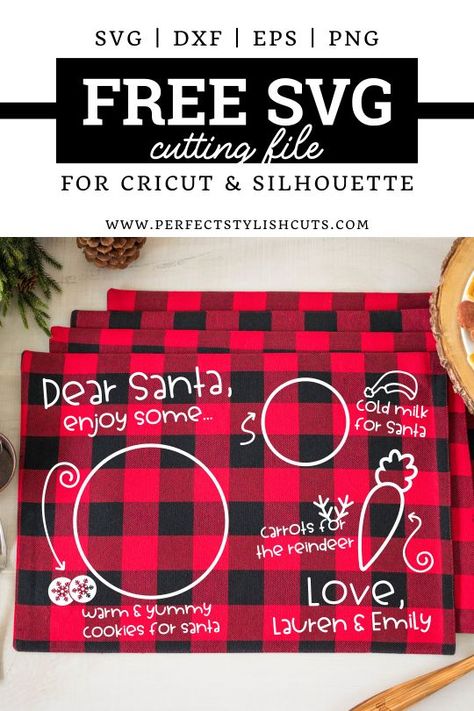 Free Dear Santa Placemat SVG File Cameo Christmas Projects, Cricut Xmas Projects, Silhouette Cameo Projects Christmas, Cricut New Years Projects, Cricut Placemats, Cricut Gifts For Kids, Santa Plate Svg Free, Cricut Santa Plate, Holiday Cricut Projects