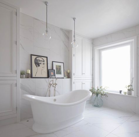 Tour this sophisticated all-white family bathroom Alcove Cupboards, 70s Interior Design, All White Bathroom, 70s Interior, Old Bathroom, Picture Shelves, Basin Vanity Unit, Kitchens And Bedrooms, Design Jobs