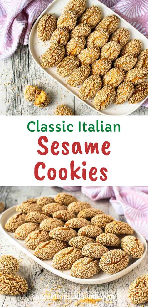 Sesame Seeds Cookies, Italian Sesame Cookies, Sesame Cookies Italian, Zuccarini Cookies, Italian Sesame Cookies Recipe, Italian Bakery Cookies, Sesame Seed Cookies Recipe, Sesame Cookies Recipe, Roe Recipes