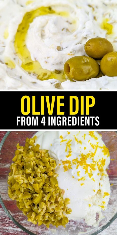 Indulge in a mouthwatering 4 Ingredient Olive Dip, a Mediterranean-inspired delight with briny olives, creamy cheese, zesty lemon, and velvety Greek yogurt. Perfect for a refreshing summer snack! Olive Dip Recipe, Homemade Horseradish, Olive Snack, Olive Dip, Greek Yogurt Dips, Delicious Dips Recipes, Homemade Sauce Recipes, Greek Yogurt Recipes, Clean Eating For Beginners