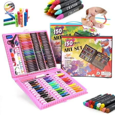 Product description Casewin 150pcs Artist Art Drawing Sets, Colored Pencil Drawing Art Marker Pen Set With Crayon Oil Paint Brush Drawing Professional Art Set Gift for Children Kids. Designed to encourage creativity and imagination for the little ones, this complete craft art stationery set will keep them busy for hours. Features: 150 Piece kids arts and crafts set Contains: 24 Crayons, 24 Oil Pastels, 36 Washable Markers, 24 Mini Coloured Pencils, 12 Watercolour cakes, 20 Paper Clips, Paint Bru Watercolour Cakes, Kids Art Set, Drawing Professional, Oil Pastel Crayons, Watercolor Pens, Professional Art Supplies, Drawing Kits, Art Sets For Kids, Art Kits For Kids