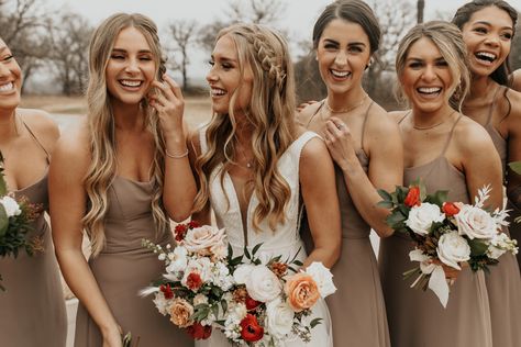 Tan Bridesmaids, Nude Bridesmaid Dresses, Taupe Wedding, Fall Wedding Bridesmaids, Taupe Bridesmaid Dresses, Wedding Color Pallet, Tan Wedding, Boho Chique, Fall Bridesmaid Dresses