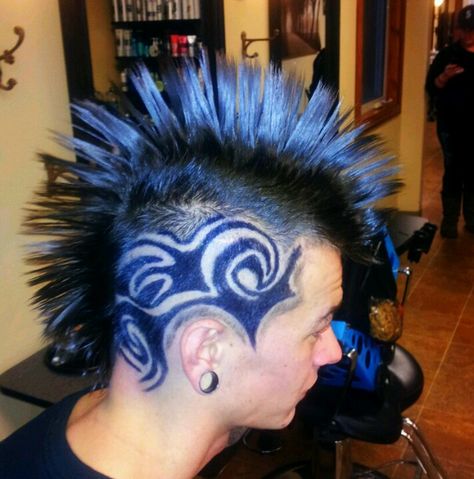 Hair tattoo by jo Cybergoth Hair, Alt Haircuts, Punk Tattoos, Wacky Hair, Punk Culture, Punk Hair, Hair Tattoos, Business Hairstyles, Hair Reference