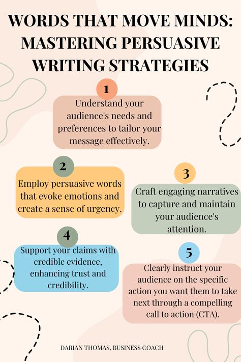 Explore the art of persuasive writing with our comprehensive guide, uncovering five essential tips to enhance your ability to influence and persuade through words. Learn how to captivate your target audience by using persuasive language, storytelling, and evidence-backed claims. #PersuasiveWriting #InfluenceThroughWords #EffectiveCommunication #WritingTips #ContentMarketing #contentstrategy #writingstrategy #copywriting #effectivecopywriting Persuasive Writing Ideas, Persuasive Language, English 101, Persuasive Words, Bissell Carpet Cleaner, English Conversation Learning, Persuasive Techniques, Copy Writing, Cool Kids Bedrooms