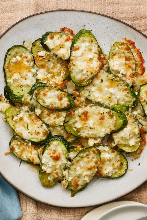 Our Cheesy Zucchini with Hot Honey Is Bound to Become a Favorite Cheesy Zucchini With Hot Honey, Savory Vegan Dinner Recipes, Fruit For Dinner, Summer Time Meals, Fresh Zucchini Recipes, Baked Zucchini Recipes, Zucchini And Squash Recipes, Zucchini With Cheese, Summer Healthy Recipes