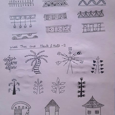 🌴🌿��🌻Warli art learning with Artbuddies 💓 Week 1 practice works ⭐Basic designs ⭐Borders ⭐Trees and plants ⭐Huts and houses The word ‘Warli’ is derived from Warla, meaning “piece of land" or “field". The Warli tribes belonged to the northern outskirts of Mumbai and extended all the way up to the Gujarat border. They inhabited thatched mud-huts, and the art form was primarily done on the walls of their homes with rice paste. The Warli exclusively use a white pigment made from a mixture of rice... Warli Art Border Design, Art Border Design, Art Border, Mud Hut, Art Learning, Warli Art, Indian Art Paintings, Learn Art, All The Way Up