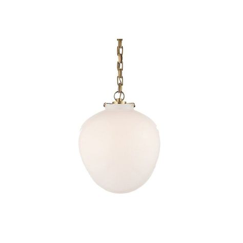 Katie Acorn Pendant, Antiqued Brass Acorn Lights, White Hanging Light, Acorn Pendant, Simple Pendant, Affordable Modern Furniture, Candelabra Bulbs, Hanging Light, Brass Chain, Visual Comfort