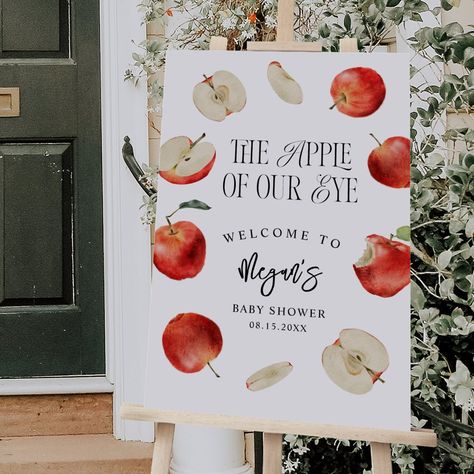 Apple of Our Eye Autumn Welcome Sign Apple Themed Party, Autumn Welcome Sign, Gender Neutral Baby Shower Ideas, Neutral Baby Shower Ideas, Boy Party Invitations, Baby Apple, Baby Shower Ideas For Boys, Fall Fest, Shower Games Baby