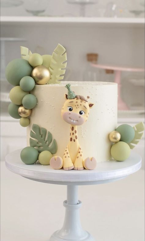 Giraffe Birthday Cakes, 2023 Cake, Jungle Birthday Cakes, Safari Baby Shower Cake, Jungle Theme Cakes, Rodjendanske Torte, Giraffe Cakes, Animal Birthday Cakes, Baby First Birthday Cake