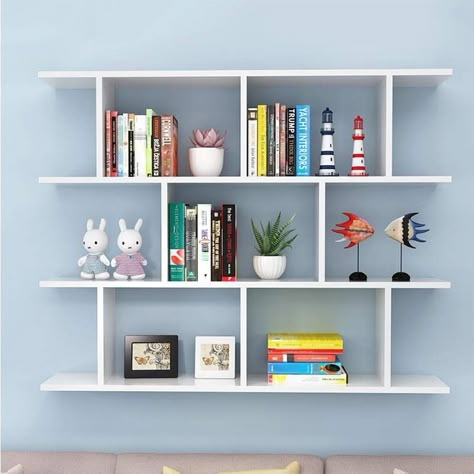 Creative Bookshelf Design, Unique Wall Shelves Modern Interiors, Book Shelves In Bedroom Small Spaces, Dark Christmas Decor, Cabinets For Bathrooms, Simple Wall Shelf, Shelf Designs For Hall, Tv Shelf Design, Floating Shelves Ideas