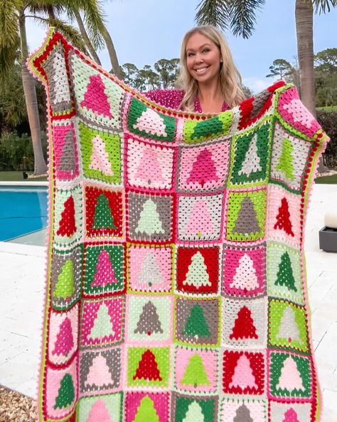 JeNoelle | I know Christmas is over, but I forgot to share the finished pic of my latest Granny Stitch Xmas Tree blanket….and…I didn’t want to wait a… | Instagram Stitch Xmas Tree, Christmas Tree Granny Square, Tree Granny Square, Granny Stitch, Christmas Is Over, To Wait, Christmas In July, I Forgot, Christmas Crochet