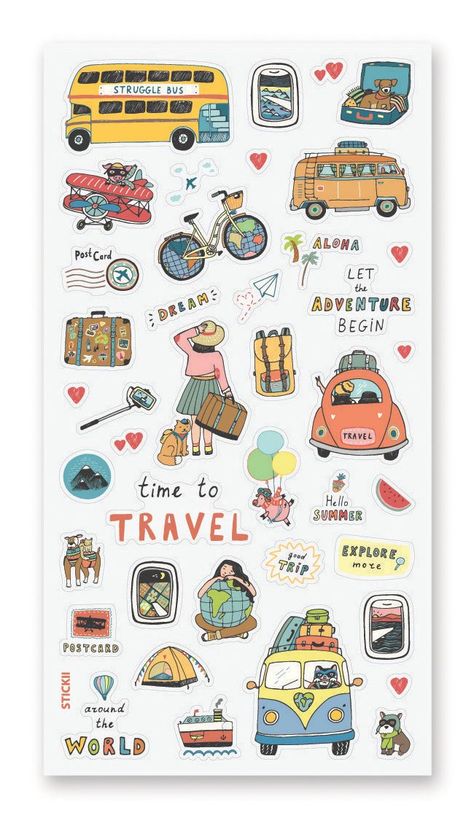 Travelogue Design, Travel Stickers Printable, Travel Doodles, Travel Clipart, Travel Printables, Travel Journal Scrapbook, Time To Travel, Work Stickers, Scrapbook Stickers Printable