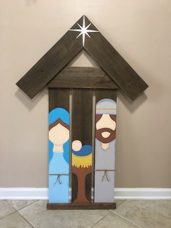 Fence Picket Nativity, Pallet Manger Scene, Diy Wooden Nativity Scene, Pallet Nativity Scene, Pallet Nativity, Diy Nativity Set, Christmas Nativity Scene Diy, Nativity Scene Diy, Christmas Diy Wood