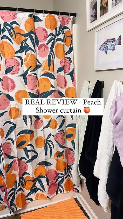 Peach Themed Bathroom, Peach Shower Curtain, Bathroom Amazon, Bathroom Finds, Girly Bathroom, Themed Bathroom, Upstairs Bathrooms, Shower Curtain, Curtains