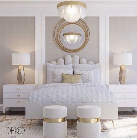 White And Gold Bedroom, White Gold Bedroom, Grey And Gold Bedroom, Diy Room Decor Ideas, Rose Gold Bedroom, Gold Room Decor, Royal Bedroom, Gold Bedroom Decor, Cherry Cherry