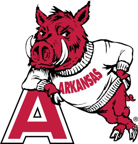 arkansas football 2000s | Arkansas Razorbacks Primary Logo (1951) - Hog leaning on a Red A Ar Razorbacks, Arkansas Razorbacks Football, Arkansas Football, Woo Pig Sooie, University Of Arkansas, College Logo, Arkansas Razorbacks, Vintage Bike, Kentucky Wildcats