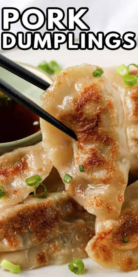 Easy Pork Potstickers, Homemade Potstickers Easy, Vietnamese Dumplings Recipe, Homemade Potstickers Dough, Easy Authentic Asian Recipes, How To Make Pork Dumplings, Authentic Dumpling Recipe, Chinese Dumpling Filling Recipe, Potsticker Filling Recipe