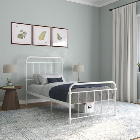 King Metal Bed Frame, Slatted Headboard, Queen Bed Frame, Metal Platform Bed, Iron Bed, Boys Bedding, Beds And Headboards, Metal Bed Frame, Black Bedding