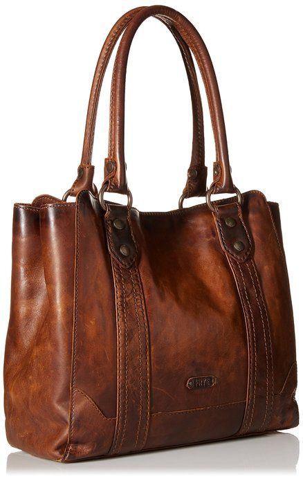 Amazon.com: FRYE Melissa Tote, Cognac, One Size: Clothing Cognac Tote Satchel With Leather Handles, Cognac Tote Hobo Bag With Leather Handles, Cognac Textured Leather Bag For Shopping, Genuine Leather Handbags Totes, Frye Purse, Frye Handbags, Cognac Leather-lined Tote Satchel, Frye Bags, Black Leather Handbag