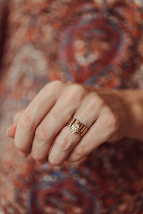 Thick Gold Band And Diamond Ring, Simple Thick Gold Wedding Band, Thick Rose Gold Wedding Band, Gold Wedding Band Thick, Wedding Ring Stack Vintage, Wedding Rings With Thick Bands, Rings For Thick Fingers, Engagement Rings With Thick Wedding Band, Big Wedding Band