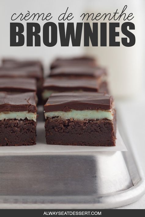 Cream De Mint Recipes, Cream De Menthe Recipes, Recipes With Creme De Menthe, Easy Mint Brownies, Chocolate Mint Brownies Recipe, Brownies With Mint Frosting, Mint Frosted Brownies, Catering Dishes, Mint Chocolate Fudge Brownies