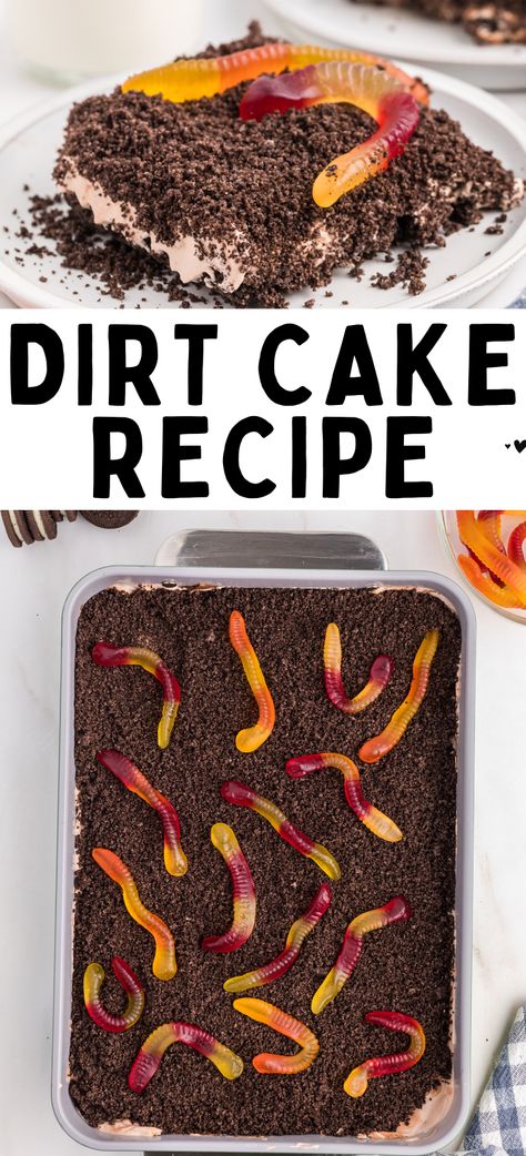 Dirt Cake Recipe Dirt Cake No Cream Cheese, Dirt Pudding No Cream Cheese, Dirt Cake Without Cream Cheese, Dirt Cake With Cream Cheese, Grave Yard Dirt Cake, Dirt Cake With Gummy Worms Easy, Dirt Cake Recipe With Gummy Worms, Oreo Dirt Cake With Gummy Worms, Easy Fun Birthday Cakes