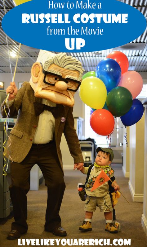 How to Make a Russell Costume from the Movie UP- Easy step-by-step instructions. Making it is much less expensive than buying! Russel Costume, Disfraz Up, Russell Up Costume, Russell Costume, Movie Halloween Costume, Up Halloween Costumes, Costume Disney, Costume Tutorial, Diy Kostüm