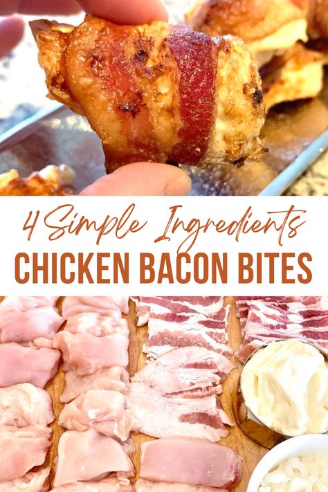 This amazing appetizer has only 4 simple, keto-friendly ingredients. Your guests will be coming back for more of these bacon wrapped chicken bites. They are SO delicious! #baconchickenrecipes #baconchicken #chickenappetizers #baconwrappedchickenstrips Chicken Wrapped In Bacon Appetizers, Bacon Chicken Bites, Keto Ingredients, Chicken Bacon Recipes, Bacon Bites, Bacon Wrapped Chicken Bites, Healthy Summer Dinner Recipes, Make Bacon, Diet Dinner Recipes