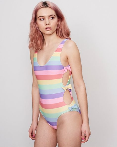 Mountain View Rainbow Swimsuit, Beach Pink, Lazy Oaf, Best Swimsuits, Swimwear Trends, Swimming Costume, Style Aesthetic, Swim Suits, Summer Swim Suits