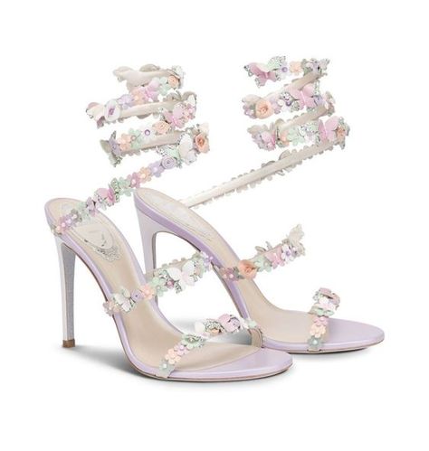 Shoes Flowers, Hak Tinggi, Satin Sandals, Dr Shoes, Cute Shoes Heels, Jeweled Sandals, Rene Caovilla, Fancy Shoes, Cute Heels