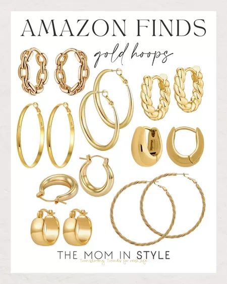 Amazon Affordable Gold Hoops :sparkles: amazon fashion finds // gold hoops // gold jewelry // amazon finds // gold earrings // amazon fashion // hoops // chain hoops // amazon jewelry // amazon earrings Gold Hoop Earrings Amazon, Amazon Earrings, Earrings Amazon, Amazon Fashion Finds, Tube Hoop Earrings, Amazon Jewelry, Fall Fashions, Hoops Gold, Hoop Earrings Gold