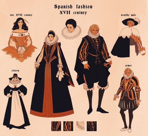 KUDRIAKEN on Tumblr Renesance Clothing, 1600s French Fashion, Early 1600s Fashion, French Culture Fashion, 1450s Fashion, Spanish Fashion Aesthetic, 1670s Fashion, 1590s Fashion, 12th Century Fashion