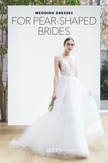 Wedding Dresses for Pear-Shaped Brides Best Wedding Dress For Pear Shape, Best Wedding Dresses For Pear Shape, Wedding Dress For Petite Pear Shape, Pear Body Wedding Dress, Pear Shaped Wedding Dress Body Types, Pear Wedding Veil, Wedding Dresses For Pear Shape, Wedding Gown For Pear Shape Brides, Wedding Dresses For Petite Pear Shape