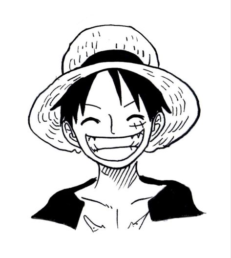 Monkey D Luffy Black And White, Luffy Simple Drawing, Luffy Outline, Luffy Embroidery, Manga Luffy, Inspired Tattoos, Dope Art, One Piece Luffy, Monkey D Luffy