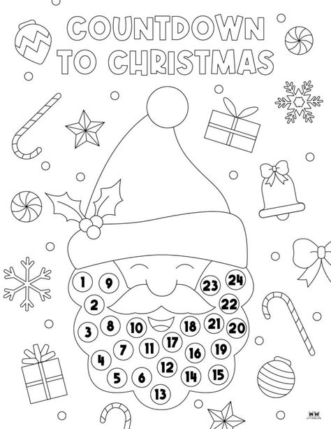 Choose from one of 10 unique Santa Beard Countdown Calendars to help your kids count down the days until Christmas. Print from home! 100% FREE! Santa Calendar Countdown, Santa Beard Countdown, Santa's Beard Countdown, Santa Countdown, Count Down To Christmas, Counting For Kids, Santa Beard, Days To Christmas, Christmas Countdown Calendar