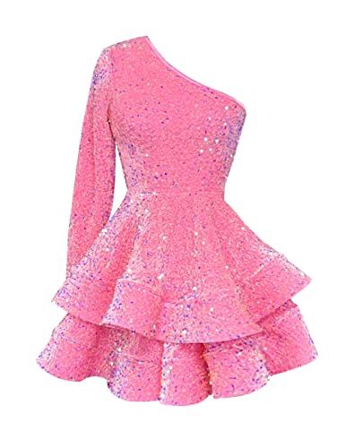 Long Sleeve Prom Dress Short, Prom Dresses Long Sleeve, One Shoulder Homecoming Dress, Aesthetic Barbie, Barbie Shirt, Outfit Barbie, Homecoming Dresses Sparkly, Barbie Aesthetic, Look Festival