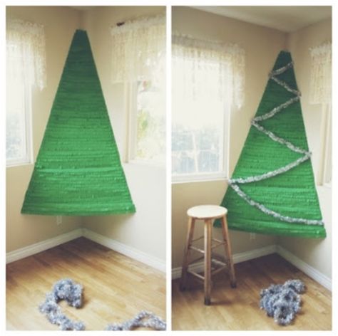 DIY 18 Alternative Christmas Trees Safe For Toddlers Paper Napkin Folding Ideas, Alternative Christmas Trees, Christmas Tree Alternatives, Outdoor Christmas Light Displays, Corner Christmas Tree, Napkin Folding Ideas, Toddler Christmas Tree, Paper Napkin Folding, Cardboard Christmas Tree