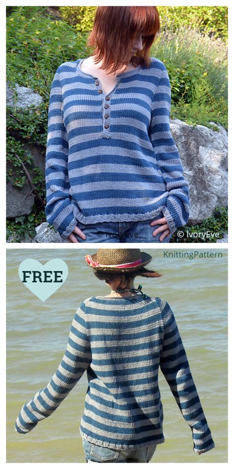 Henley Sweater Knitting Pattern, Sweater Free Knitting Pattern, Jane Austen Inspired, Emma Jane Austen, Knitting Patterns Free Sweater, Emma Jane, Easy Knitting Projects, Jumper Knitting Pattern, Fall Tops