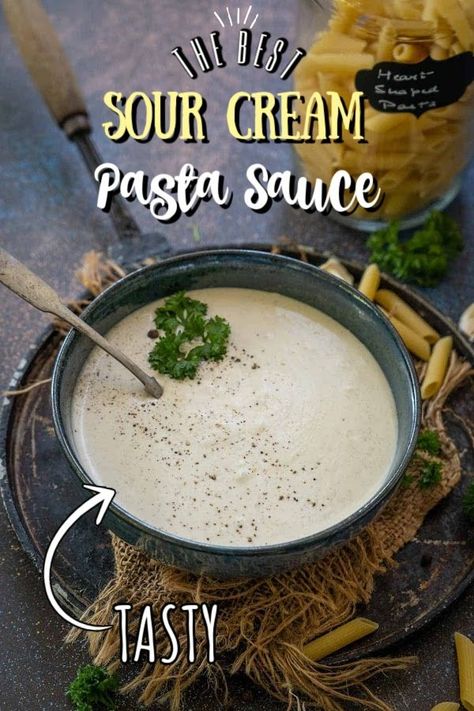 Sour Cream Pasta Sauce Recipes, Easy Sour Cream Sauce, Sour Cream Pasta Sauce, Manicotti Recipes, Cream Pasta Sauce, Strawberry Bbq Sauce, Sour Cream Pasta, Make Sour Cream, Homemade Sour Cream