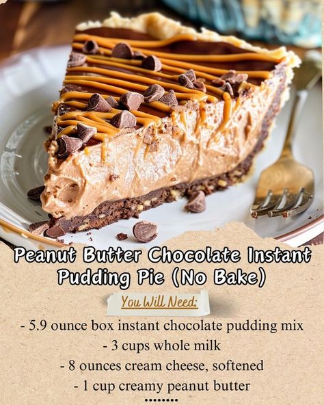 Chocolate Peanut Butter Desserts, Pudding Pies, Easy Pie Recipes, Easy Pie, Peanut Butter Desserts, Peanut Butter Pie, Reeses Peanut Butter, Instant Pudding, Peanut Butter Recipes