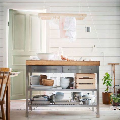 Kitchen Island IKEA Hacks So Creative You've Got to See Portable Kitchen Island, Kitchen Island Trolley, Ikea Kitchen Island, Kitchen Island Ikea Hack, Underfloor Heating Systems, Portable Kitchen, Frame Shelf, Diy Kitchen Island, Work Bench