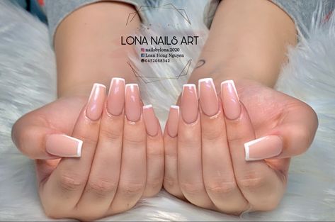 Edge French Tip Nails, Nails With Lines On Edge, Nails With White Lines, Nails With White Tips, White Tip Acrylic Nails, Square Oval Nails, Nails With White, Nails Shape, White Tip Nails