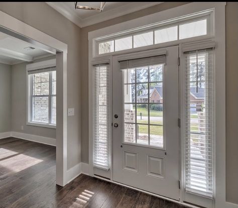 Great Southern Homes front door with top and sidelights Windows Around Front Door, Front Door With Top And Side Lights, Front Door And Side Panel, Front Door With Top Window, Door With Windows On Side, Colonial Front Door With Sidelights, Door With Sidelights, Front Door With Windows On Each Side, Front Door With Sidelights And Transom