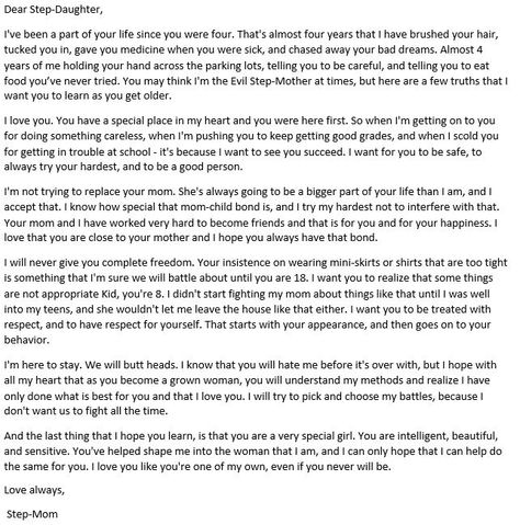 A Letter to my Step-Daughter. ******Found this online and changed it a bit...  I can't take full credit. Letter For Step Mom, Vows To My Stepdaughter, Note To Step Daughter On Wedding Day, Letter To My Step Daughter On Her Wedding Day, Wedding Vows To Step Daughter, Letter To Step Daughter, Vows To Step Daughter From Bride, Vows To Step Daughter, To My Step Daughter Quotes