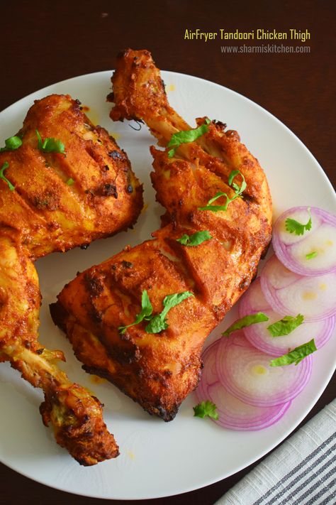 Air Fryer Tandoori Chicken Recipe | Indian Tandoori Chicken in Air Fryer Tandoori Chicken Recipe Indian, Air Fryer Tandoori Chicken, Chicken Recipe Indian, Chicken In Air Fryer, Tandoori Chicken Recipe, Fried Chicken Legs, Air Fryer Chicken Thighs, Indian Chicken Recipes, Clay Oven