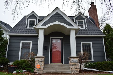 Iron Gray Hardie Board Edina MN with Portico Hardie Board Siding Iron Gray, Hardie Board Iron Gray, James Hardie Iron Gray, Hardie Board Siding, Hardy Plank Siding, Barrel Vault Ceiling, Hardie Board, James Hardie Siding, Grey Siding