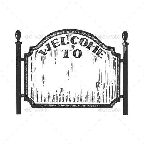 City Welcome Road Sign Engraving Vector - Man-made Objects Objects Road Sign Illustration, Town Sign, City Sign, Man Vector, City Road, City Drawing, Road Sign, Road Signs, White Hand